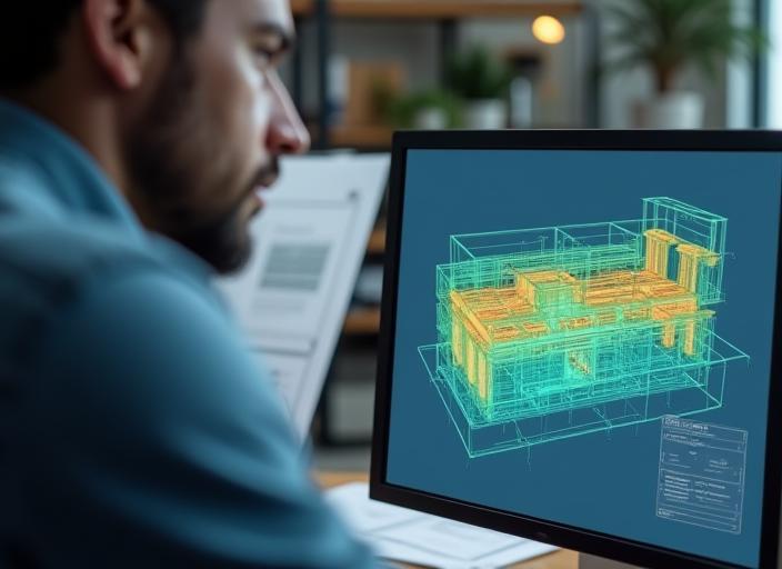 Ingénieur analysant une maquette BIM